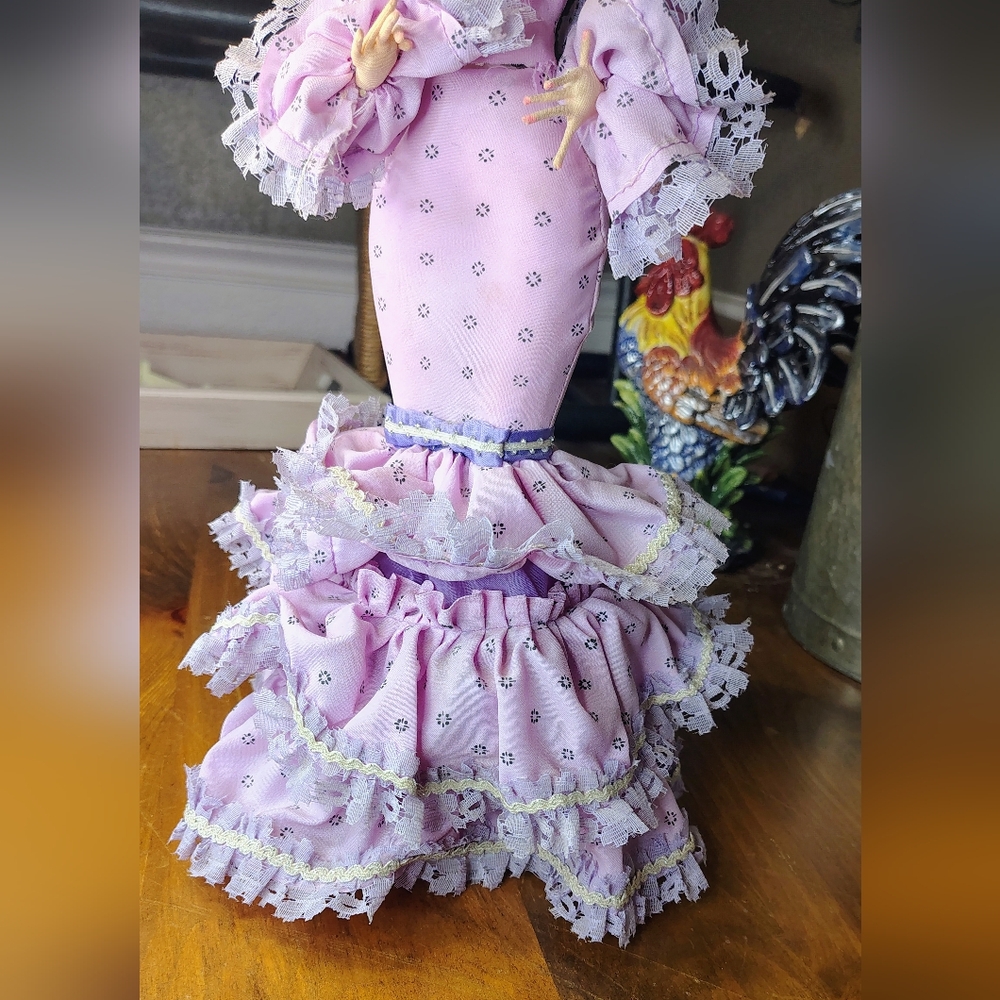 Vtg Bradley Big Eyed Doll With Slight Damage Purple With Grey Hair - Picture 3 of 8